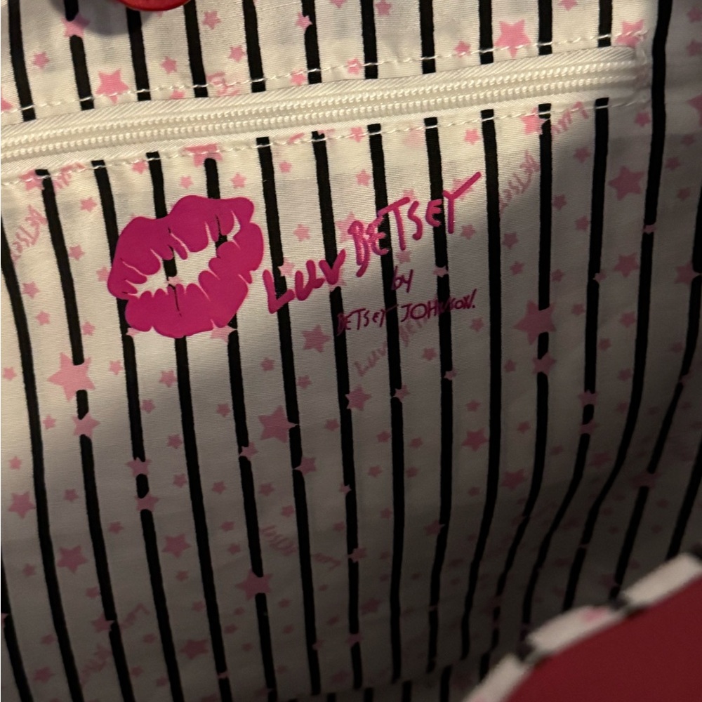 Betsey Johnson Leopard Print Tote with Red Straps - Picture 3 of 3